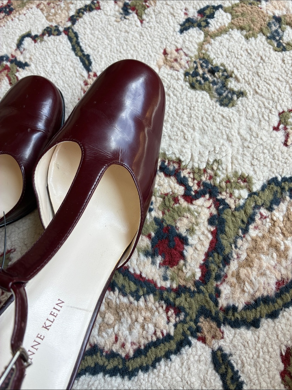 Vintage Anne Klein Oxblood T-Strap Patent Leather Heels - Picture 3 of 5